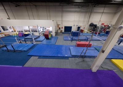 Top down view of gym at Legends Gymnastics in North Andover, MA.
